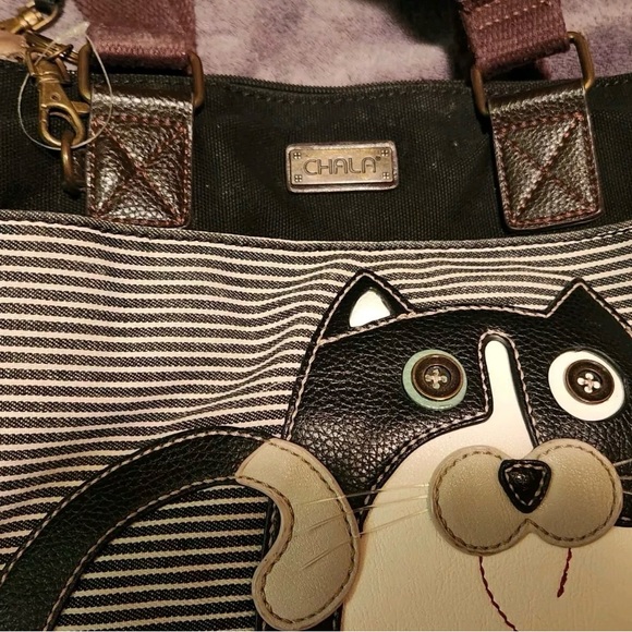 Chala Black and White Cat Tote Bag - Picture 3 of 6
